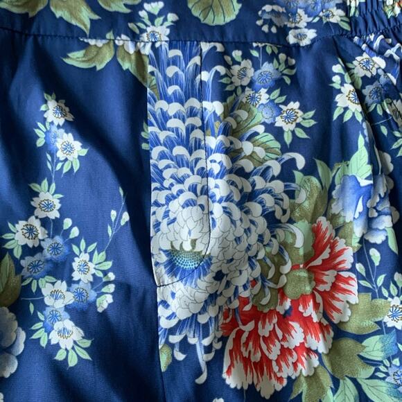 Zara Silky Harness The Power Of Flowers Straight Leg Crop Pants Pull On Blue M - Picture 7 of 14